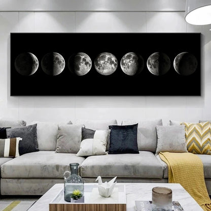 The Silence Between the Moons – Lunar Phase Wall Tapestry (Canvas Unframed)