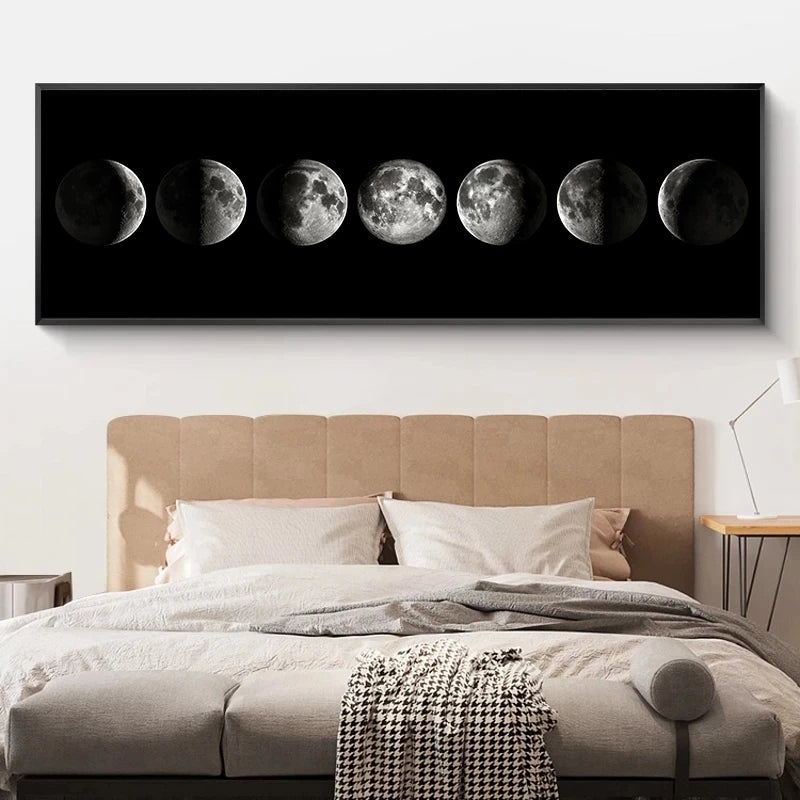 The Silence Between the Moons – Lunar Phase Wall Tapestry (Canvas Unframed)