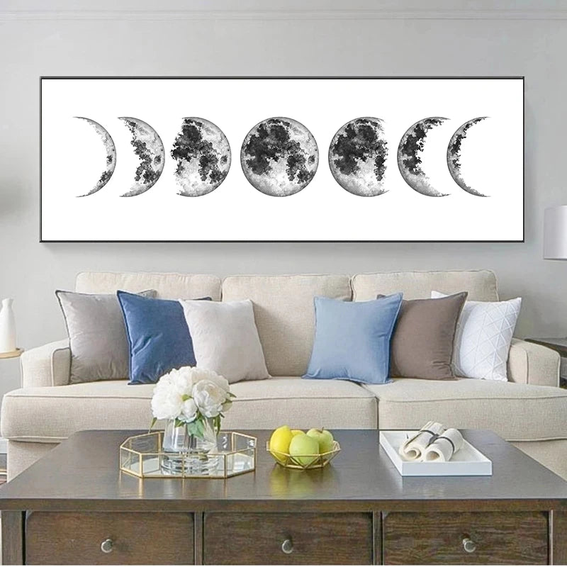 The Silence Between the Moons – Lunar Phase Wall Tapestry (Canvas Unframed)