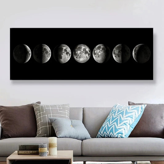 The Silence Between the Moons – Lunar Phase Wall Tapestry (Canvas Unframed)
