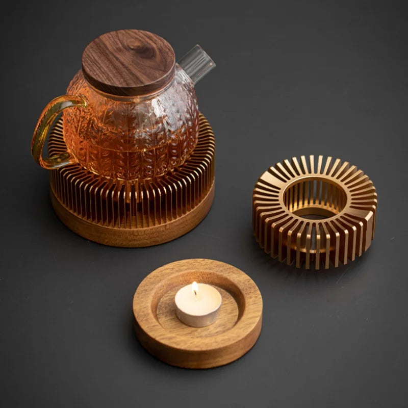 Ceremony in Stillness – Gold Teapot Warmer Stand