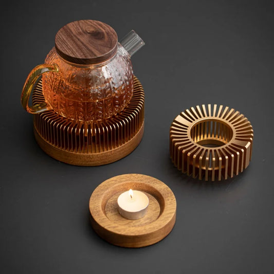 Ceremony in Stillness – Gold Teapot Warmer Stand